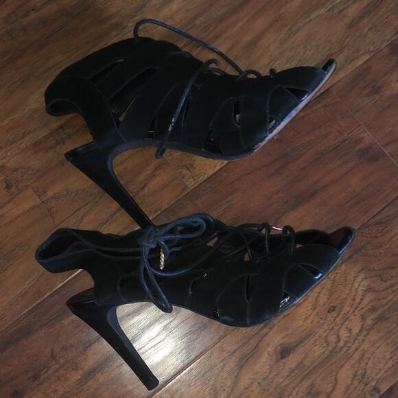 (REVOLVE $295) JOIE Raquel Lace Up Heels Black Witchy Whimsy Fairy Goth 38.5 8.5 - Picture 4 of 7